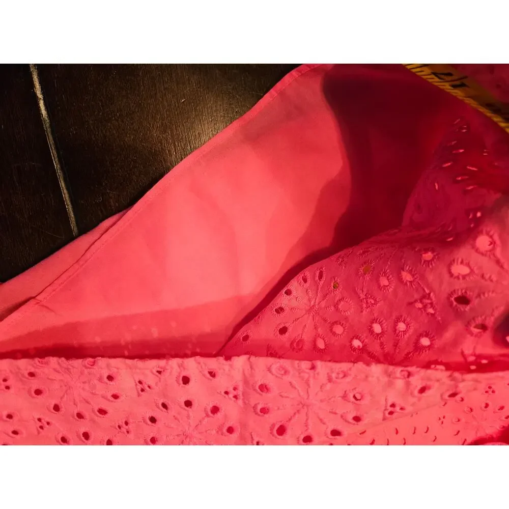 Lilly Pulitzer Trixie Eyelet Ruffle Top Bright Pink Berry NEW $138 Sz S - Picture 13 of 14